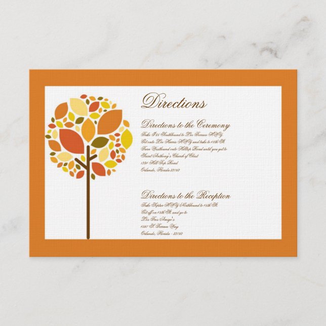 3 x 5-kurvkort Modern hösten Träd faller Tilläggskort (Framsida)