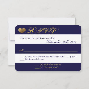3 x 5 R.S.V.P. svarskort Modern Rand Navy White OSA Kort