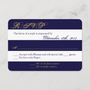 3 x 5 R.S.V.P. svarskort Modern Rand Navy White OSA Kort