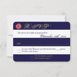 3 x 5 R.S.V.P. svarskort Modern Rand Navy White OSA Kort