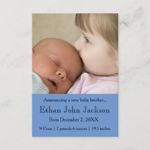 3 x 5 Systerannonsering Brothers Birth Blue Meddelande