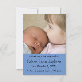 3 x 5 Systerannonsering Brothers Birth Blue Meddelande