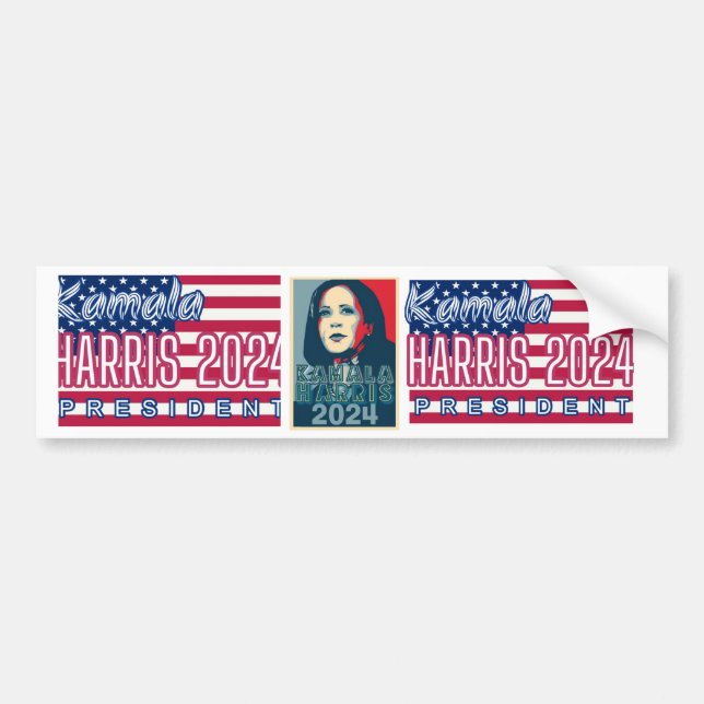 3 x Kamala Harris Stickers 2024 Bildekal (Framsidan)