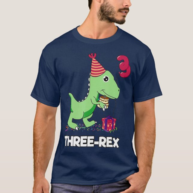 3 year old birthday gift Boy  Dinosaur Three Rex T Shirt (Framsida)