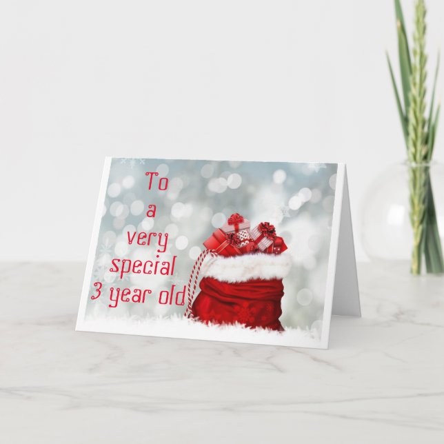 "3 YR OLD'S" CHRISTMAS-KORT MED SANTA/CAROLERS KORT (Framsida)