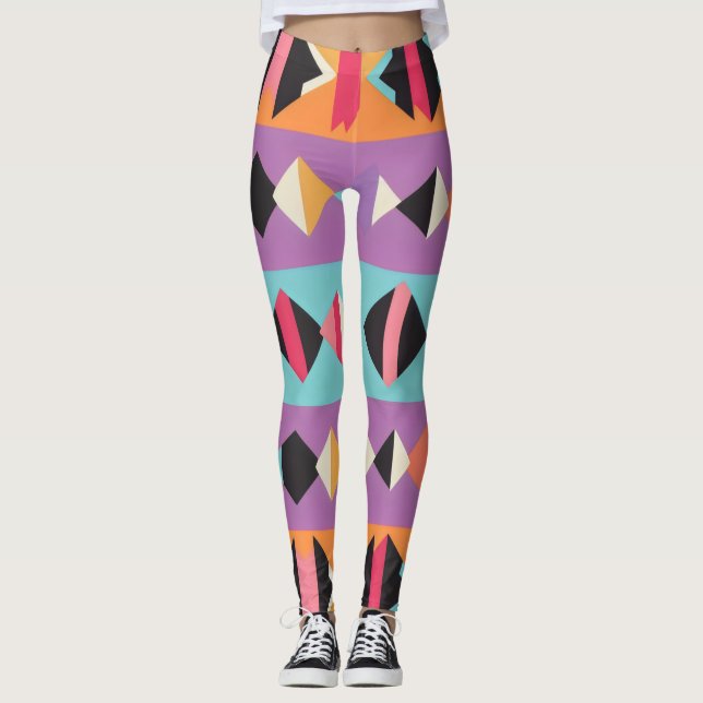 3b Färglöst rand och trianglar Leggings (Framsida)
