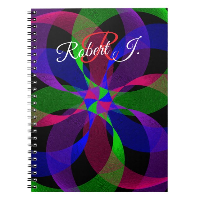 3D 2D Geometric Hybrid Spiral Notebook Anteckningsbok (Framsidan)