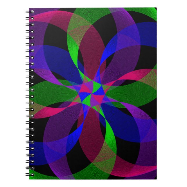 3D 2D Geometrisk Hybrid Spiral Anteckningsbok (Framsidan)