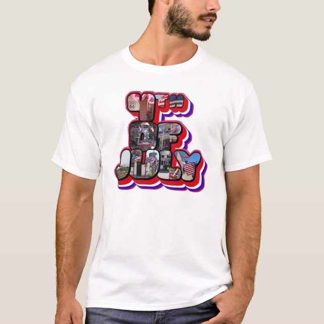 3d 4:e juli Big Letter T-Shirt (Framsida)