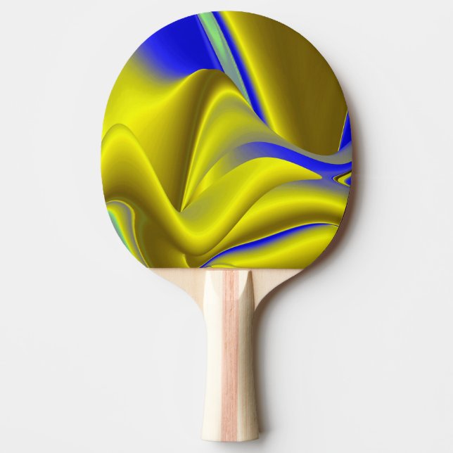 3D Abstract Rainbowart in Gold Yellow Blue Pingisracket (Framsidan)