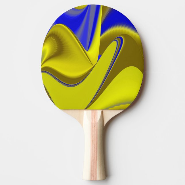 3D Abstract Rainbowart in Gold Yellow Blue Pingisracket (Framsidan)