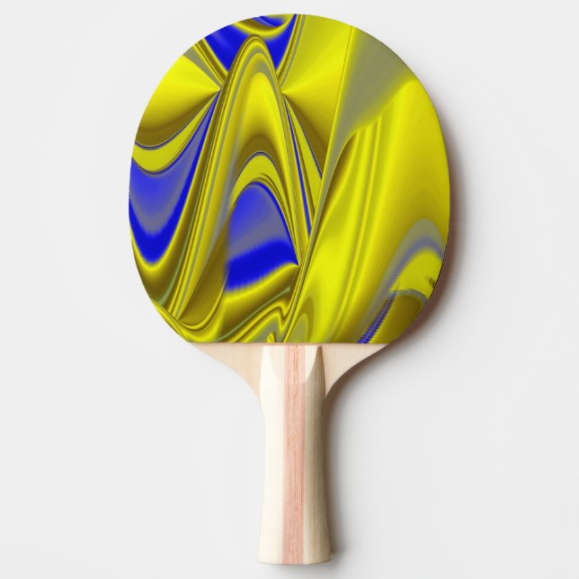 3D Abstract Rainbowart in Gold Yellow Blue Pingisracket (Framsidan)