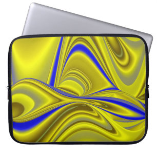 3D-Abstrakt i Guld Gult Blue-Grönt Laptop Sleeve