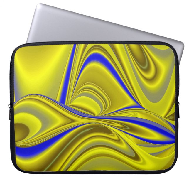3D-Abstrakt i Guld Gult Blue-Grönt Laptop Sleeve (Framsidan)