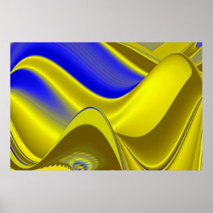 3D-Abstrakt i Guld Gult Blue-Grönt Poster