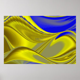 3D-Abstrakt i Guld Gult Blue-Grönt Poster