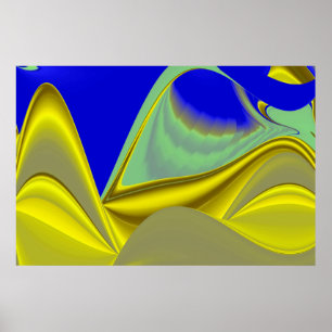 3D-Abstrakt i Guld Gult Blue-Grönt Poster