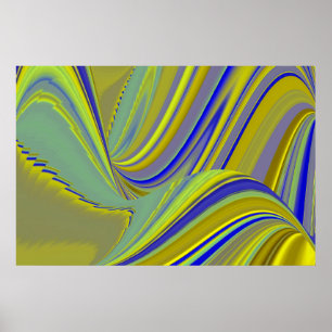3D-Abstrakt i Guld Gult Blue-Grönt Poster