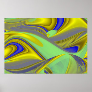 3D-Abstrakt i Guld Gult Blue-Grönt Poster