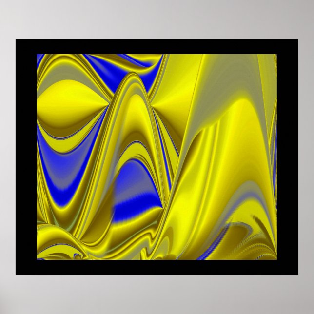 3D-Abstrakt i Guld Gult Blue-Grönt Poster (Framsidan)