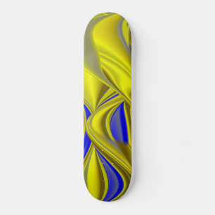 3D-Abstrakt i Guld Gult Blue Mini Skateboard Bräda 18,7 Cm
