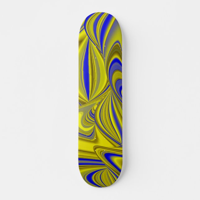 3D-Abstrakt i Guld Gult Blue Old School Skateboard Bräda 18 Cm (Framsida)