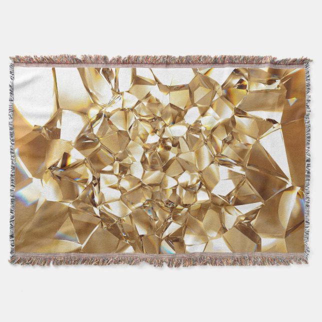 3D-abstrakt kristallkristaller guld struktur. Filt (Framsidan)
