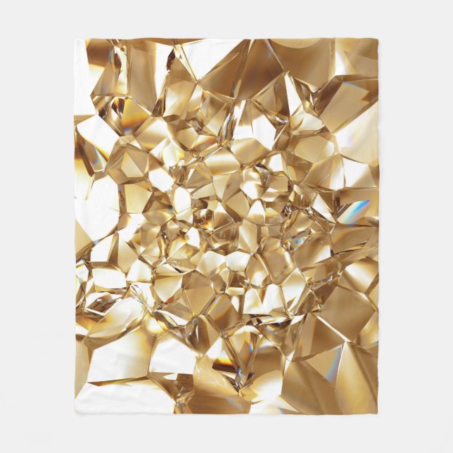 3D-abstrakt kristallkristaller guld struktur. Fleecefilt (Framsidan)