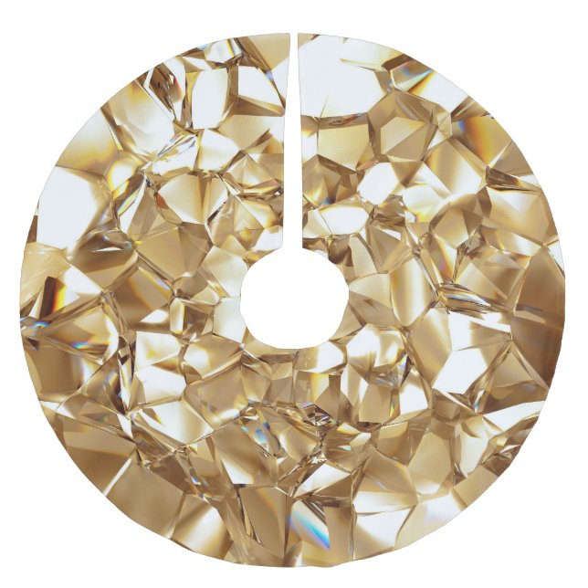 3D-abstrakt kristallkristaller guld struktur. Julgransmatta Borstad Polyester (Framsidan)