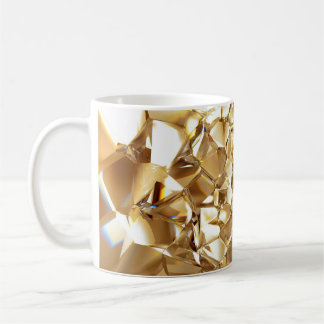 3D-abstrakt kristallkristaller guld struktur. Kaffemugg