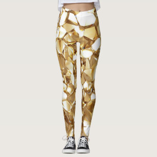 3D-abstrakt kristallkristaller guld struktur. Leggings