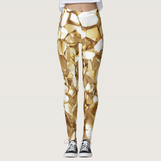 3D-abstrakt kristallkristaller guld struktur. Leggings