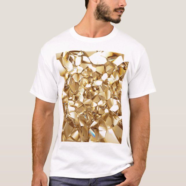 3D-abstrakt kristallkristaller guld struktur. T Shirt (Framsida)