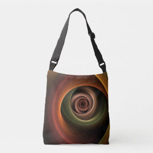 3D Abstrakt Warm Färg Modern Fractal Art i Spiral Axelväska