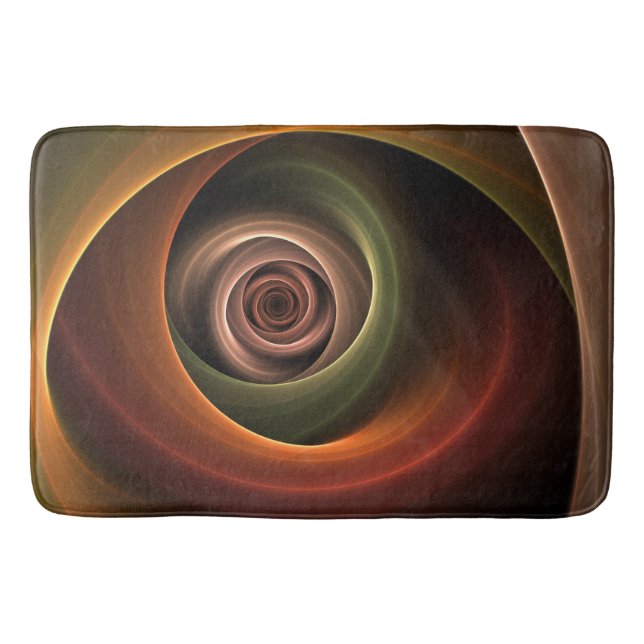 3D Abstrakt Warm Färg Modern Fractal Art i Spiral Badrumsmatta (Framsidan)