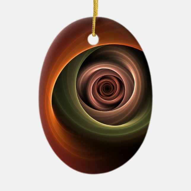 3D Abstrakt Warm Färg Modern Fractal Art i Spiral Julgransprydnad Keramik (Framsidan)