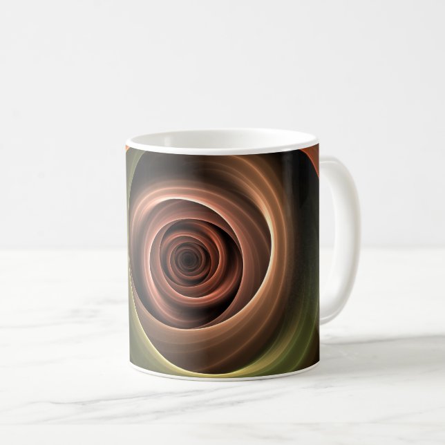 3D Abstrakt Warm Färg Modern Fractal Art i Spiral Kaffemugg (Framsida höger)