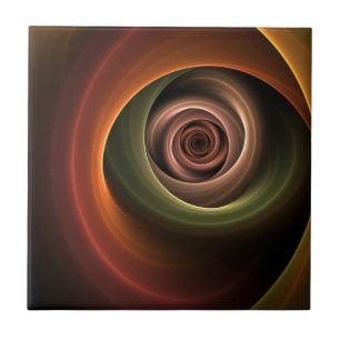 3D Abstrakt Warm Färg Modern Fractal Art i Spiral Kakelplatta