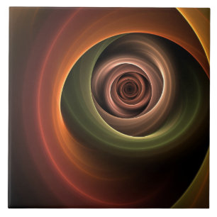 3D Abstrakt Warm Färg Modern Fractal Art i Spiral Kakelplatta