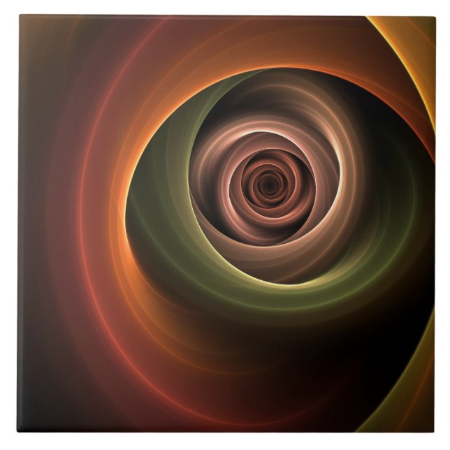 3D Abstrakt Warm Färg Modern Fractal Art i Spiral Kakelplatta (Framsidan)