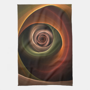 3D Abstrakt Warm Färg Modern Fractal Art i Spiral Kökshandduk