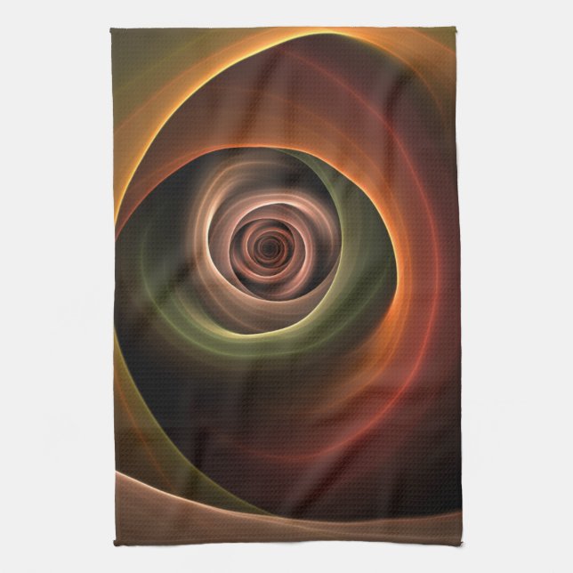 3D Abstrakt Warm Färg Modern Fractal Art i Spiral Kökshandduk (Vertikal)