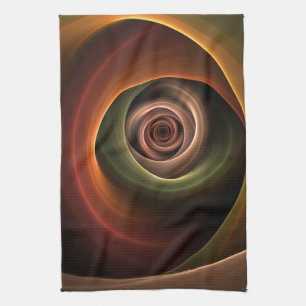 3D Abstrakt Warm Färg Modern Fractal Art i Spiral Kökshandduk