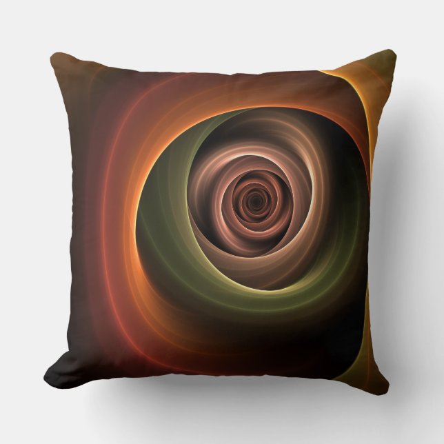 3D Abstrakt Warm Färg Modern Fractal Art i Spiral Kudde (Framsida)