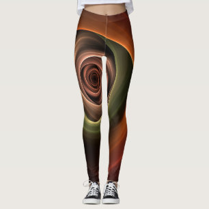3D Abstrakt Warm Färg Modern Fractal Art i Spiral Leggings