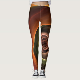 3D Abstrakt Warm Färg Modern Fractal Art i Spiral Leggings