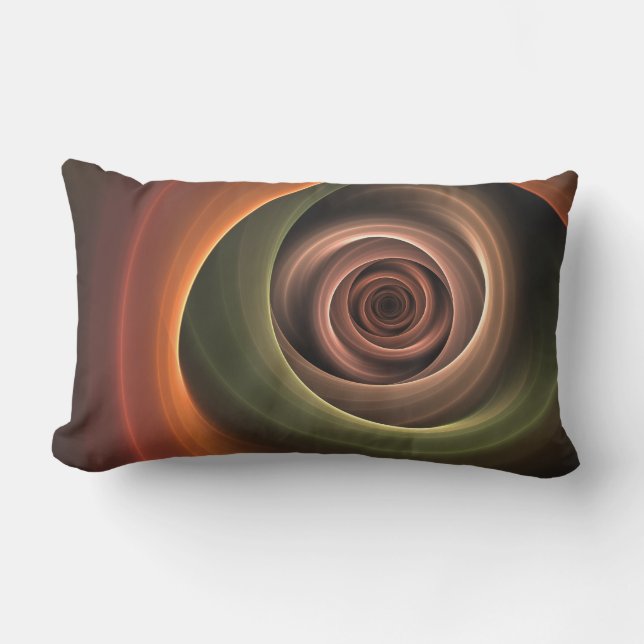 3D Abstrakt Warm Färg Modern Fractal Art i Spiral Lumbarkudde (Framsida)