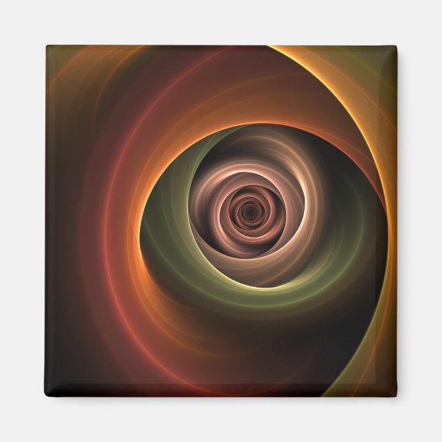 3D Abstrakt Warm Färg Modern Fractal Art i Spiral Magnet (Framsidan)