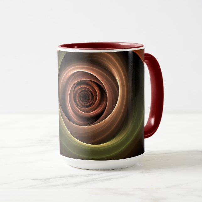 3D Abstrakt Warm Färg Modern Fractal Art i Spiral Mugg (Framsida höger)