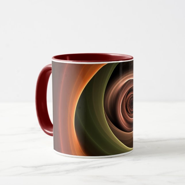 3D Abstrakt Warm Färg Modern Fractal Art i Spiral Mugg (Framsida vänster)